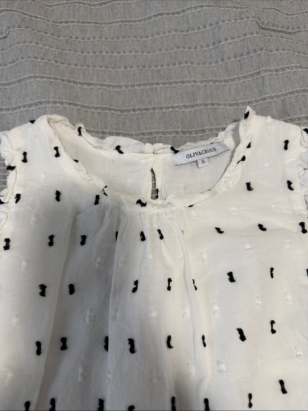 White Sleeveless Polka Dot Detail Women’s Dress - Picture 3 of 6